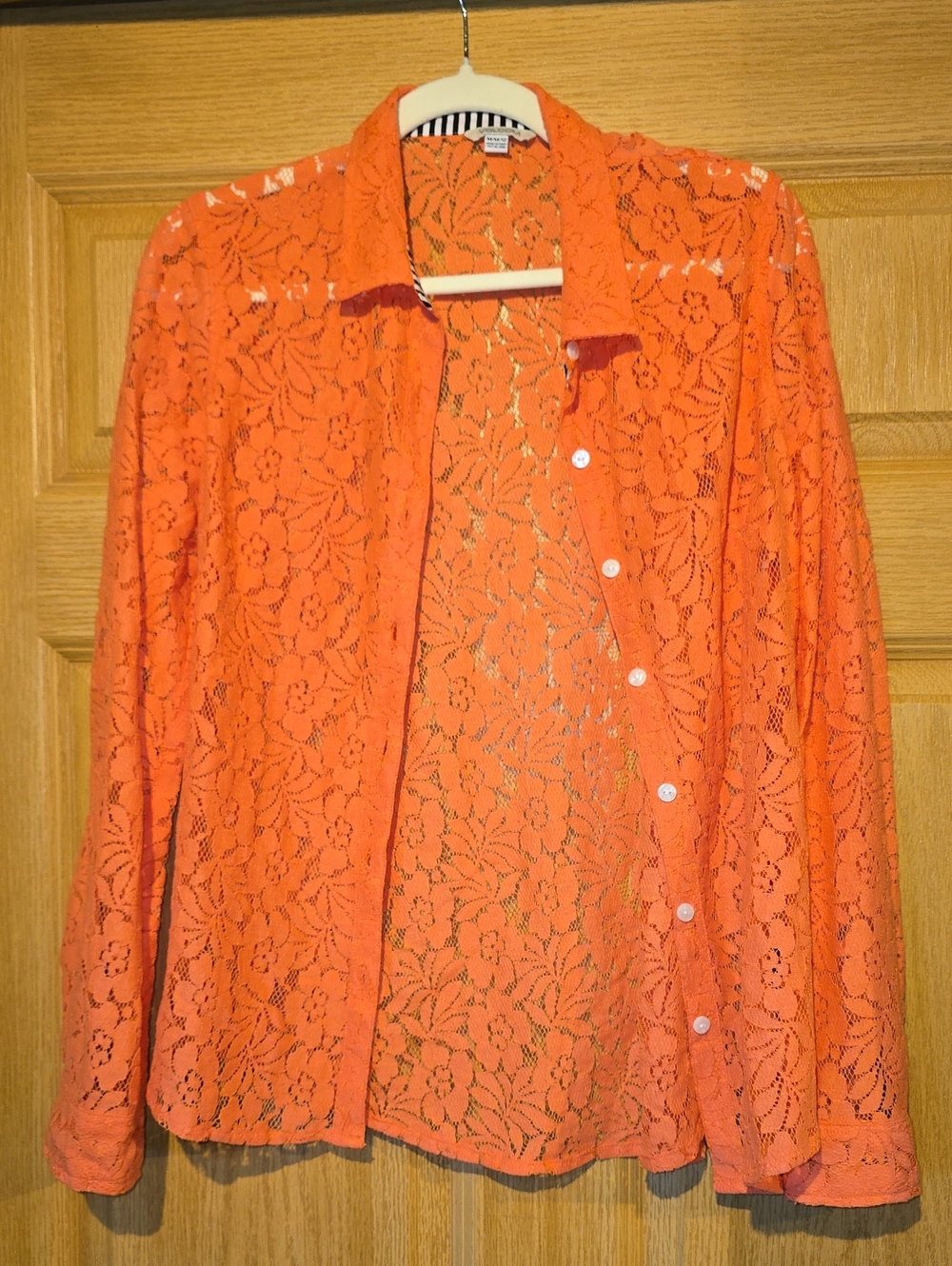 Volcom Orange Floral Lace Button-Down Shirt